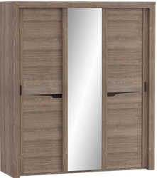 Шкаф трехдверный Соренто с раздвижными дверями Дуб стирлинг/Кофе структурный матовый в Иланском - ilanskij.mebel54.com | фото