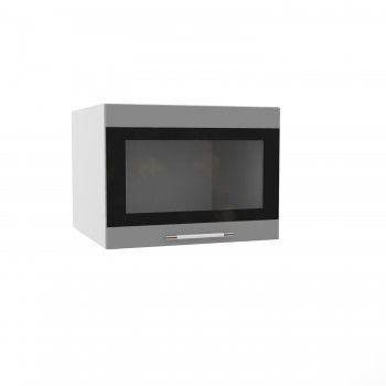 Шкаф верхний Ройс ГВПГСФ 600 (Белый софт/Серый/горизонт) в Иланском - ilanskij.mebel54.com | фото