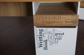 Стол с ящиками «Оксфорд» (Ривьера/Белый с рисунком) в Иланском - ilanskij.mebel54.com | фото